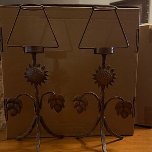 Sunflower Design Metal Candle Holders